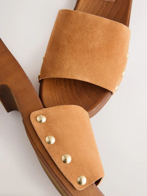 Next Studded Clog Mule Sandals for Women - Brown