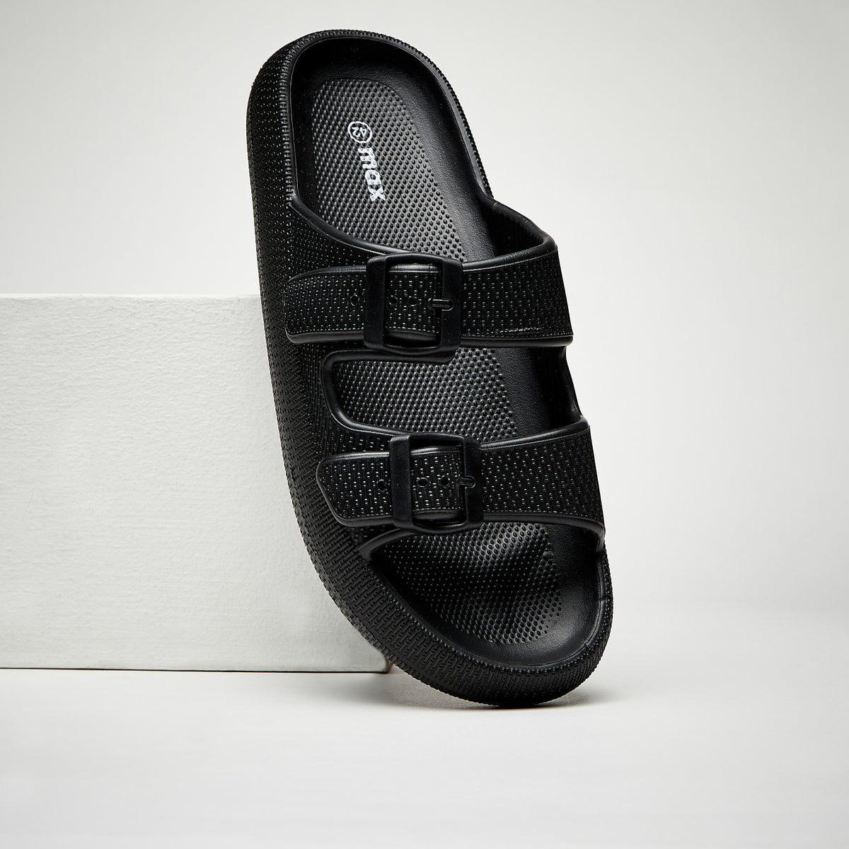 Max Dual Strap Slides with Buckle Detail Black for Men - image 1