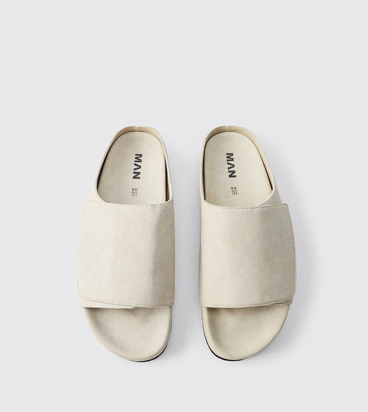 BoohooMan Suede Slide Men Beige