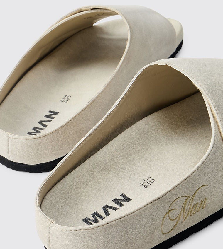 BoohooMan Suede Slide Men Beige