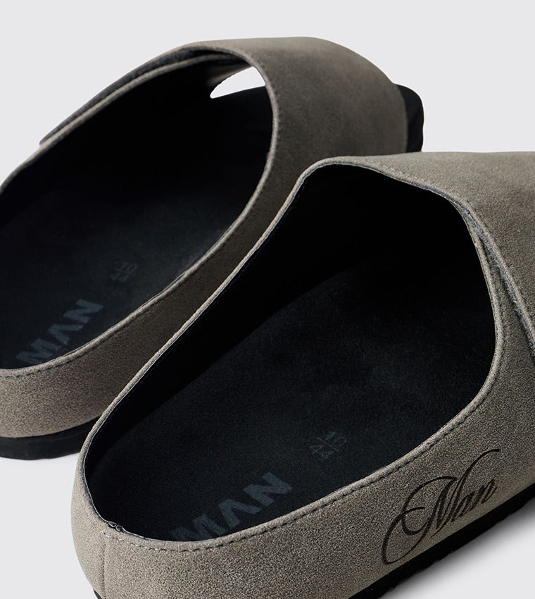 BoohooMan Suede Slide Men Grey
