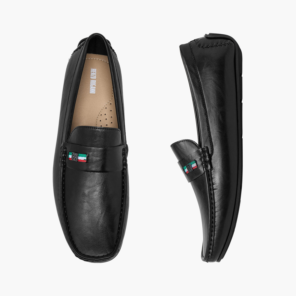 Renzo Ruganni Black Men Slip-On Loafers