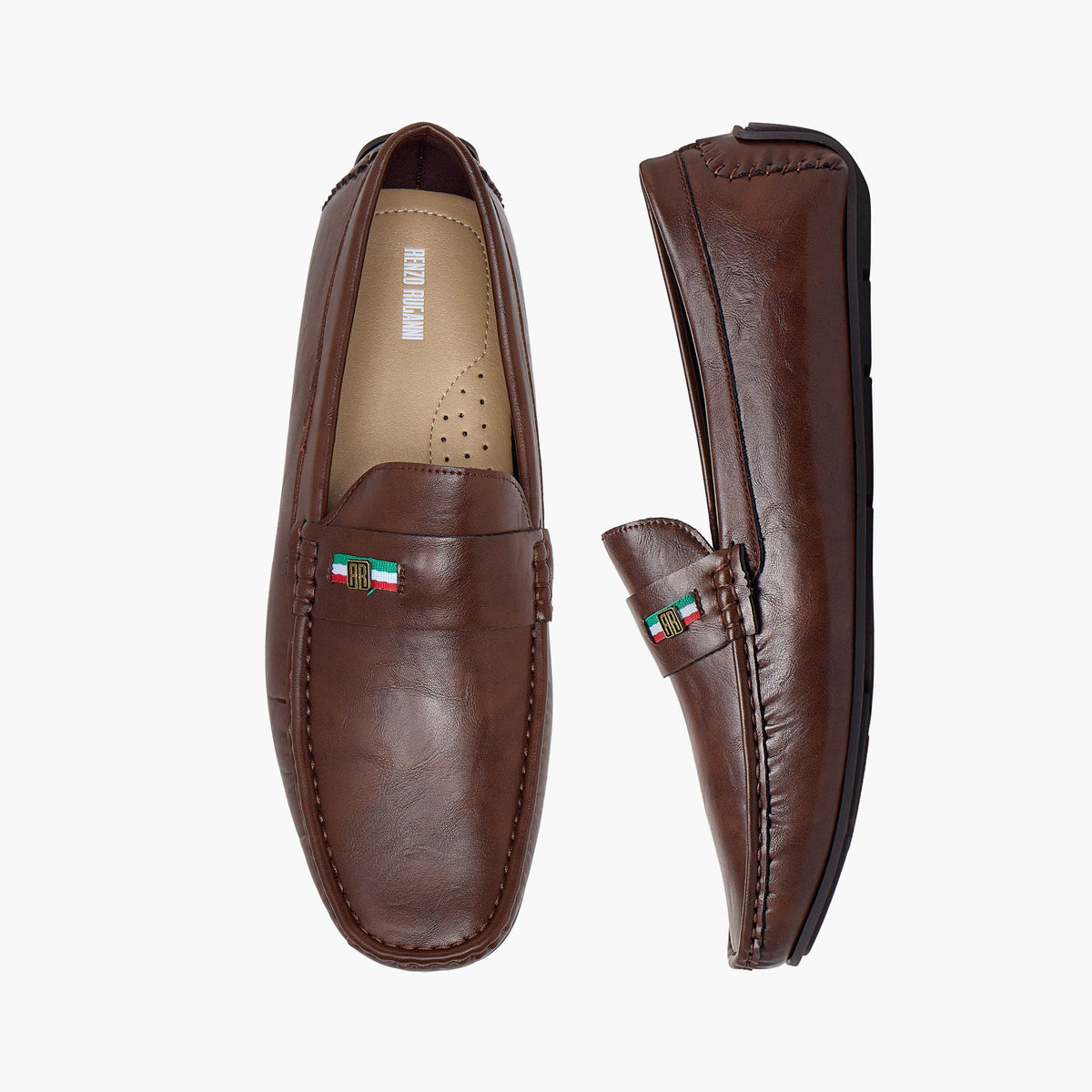 Renzo Ruganni Brown Men Slip-On Loafers