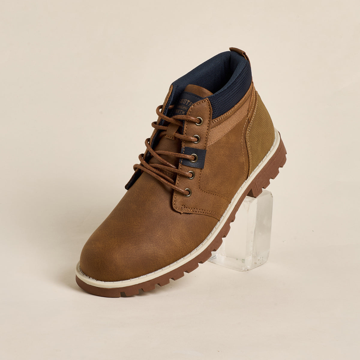 Max Textured Boots with Lace-Up Closure Brown for Men - image 4