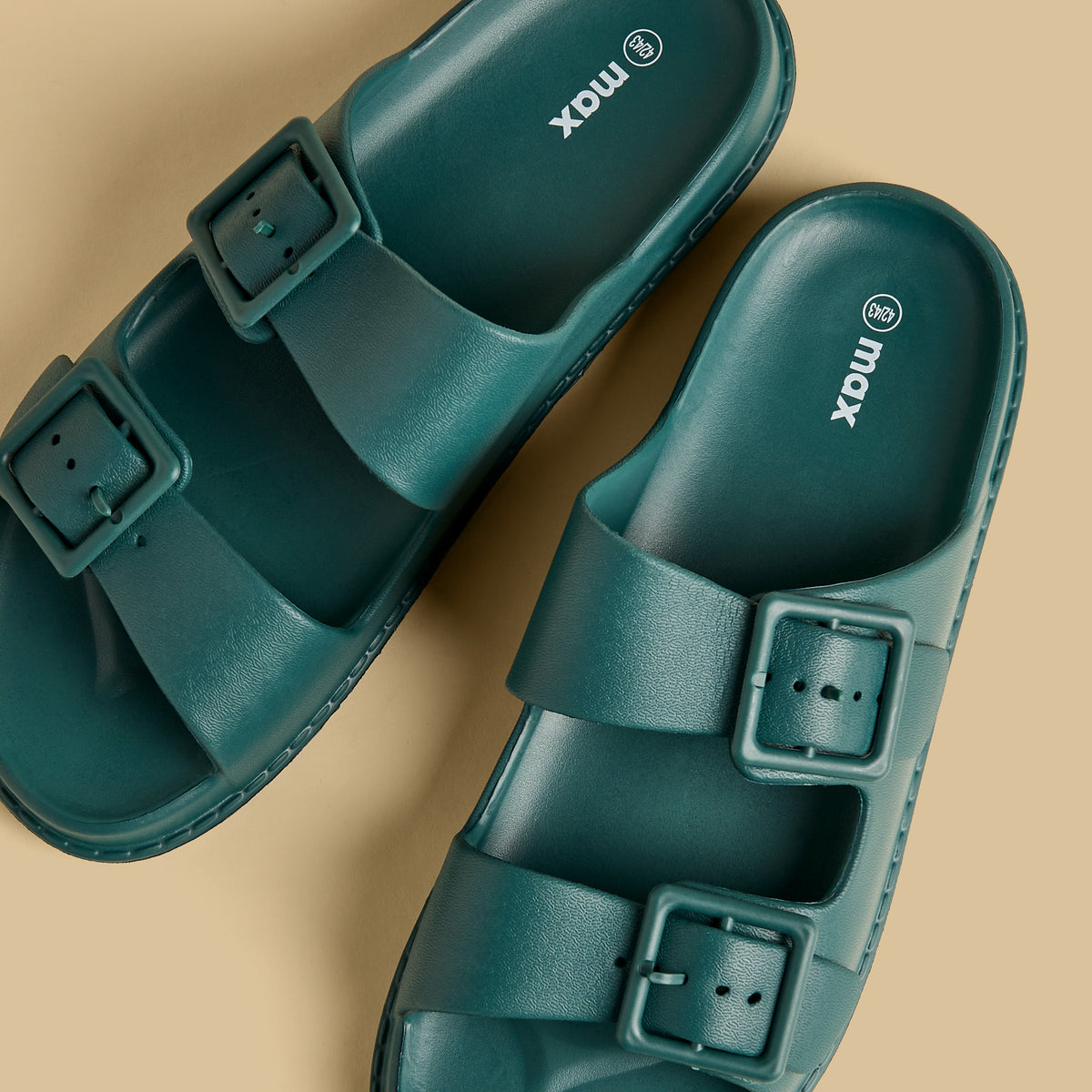 Max Buckle Detail Slides Green for Men - image 3