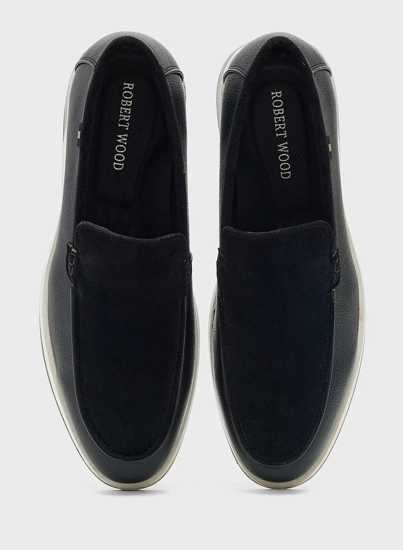 Casual Loafer Slip Ons - Black