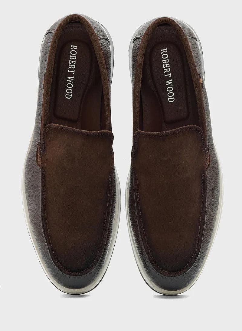 Casual Loafer Slip Ons - Coffee