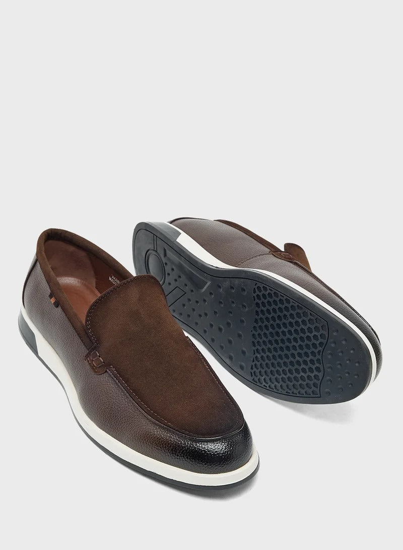 Casual Loafer Slip Ons - Coffee
