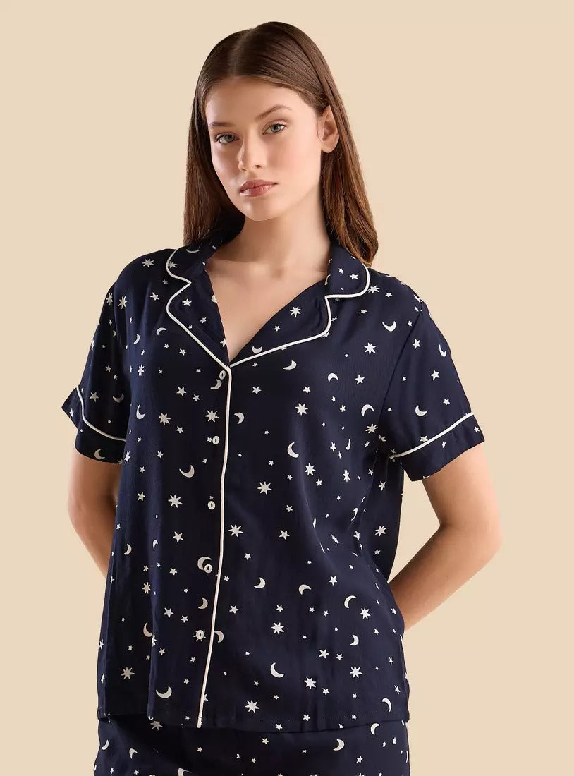 Constellation Print Viscose Pyjama Set