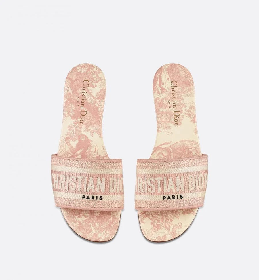 D.I.O.R SLIDE SIGNATURE EMBROIDERED FTLATS for WOMEN