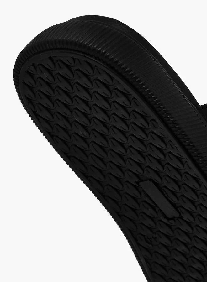 DUCHINI Leather Cross Strap Mens Slide Blk/Brn