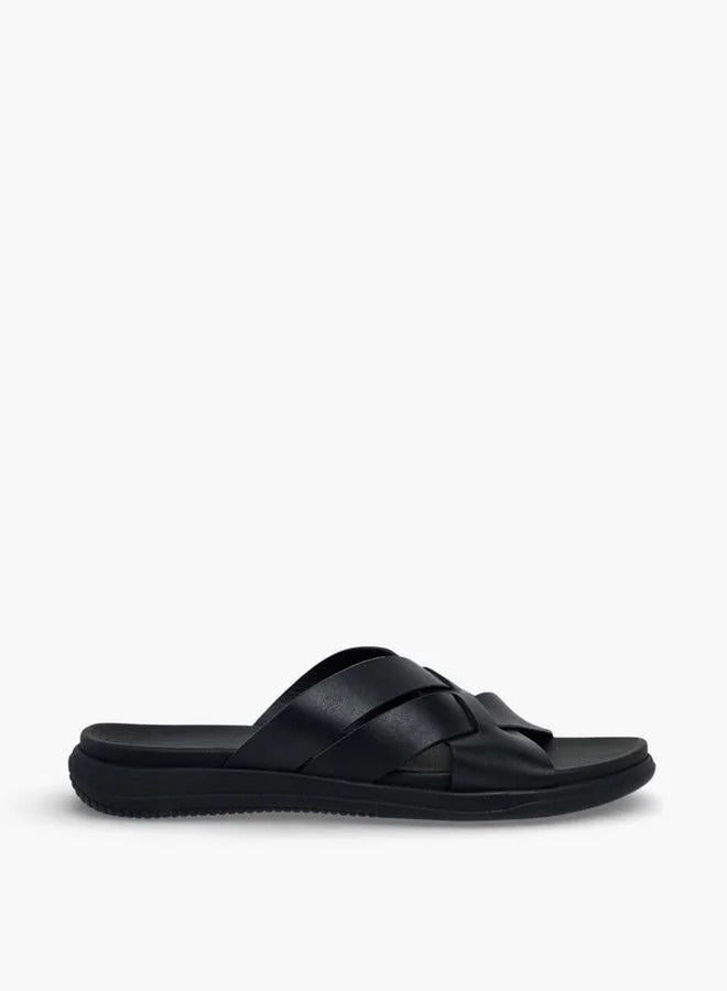 DUCHINI Cross Straps Leather Slides Men