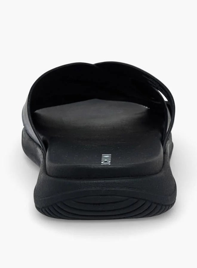 DUCHINI Cross Straps Leather Slides Men