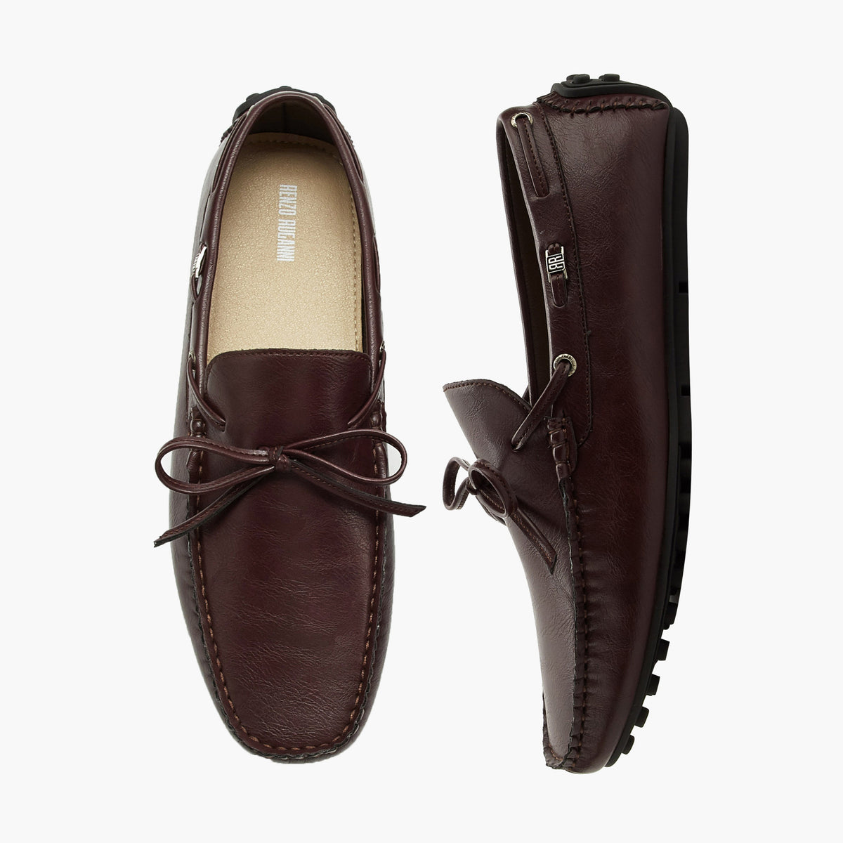 Renzo Ruganni Men Bow Trim Moccasins Brown