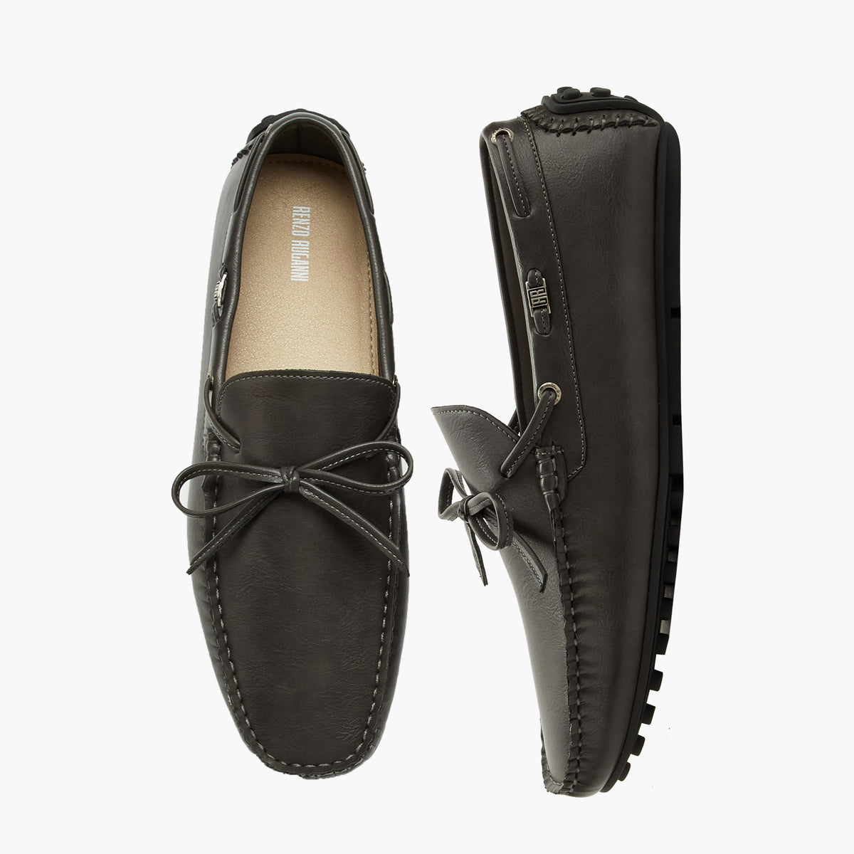 Renzo Ruganni Men Bow Trim Moccasins Black