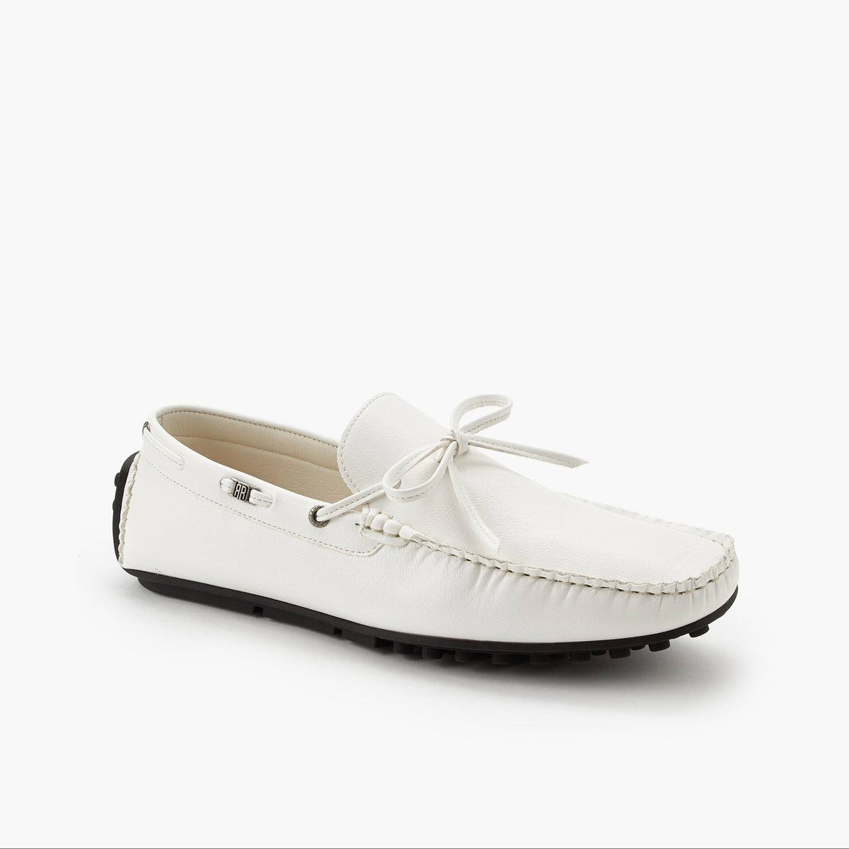 Renzo Ruganni Men Bow Trim Moccasins White