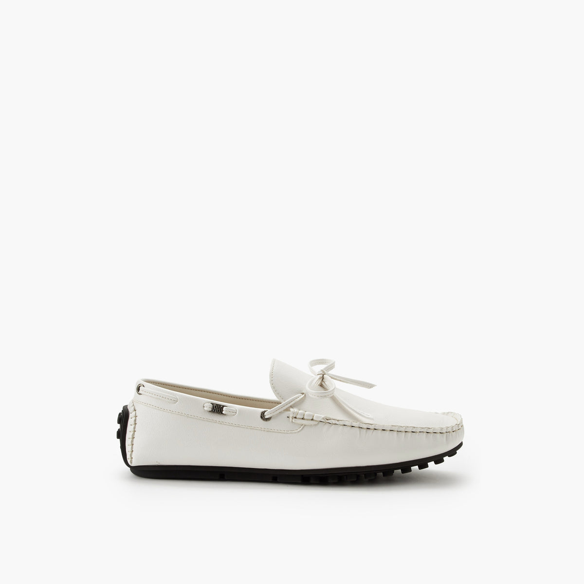 Renzo Ruganni Men Bow Trim Moccasins White
