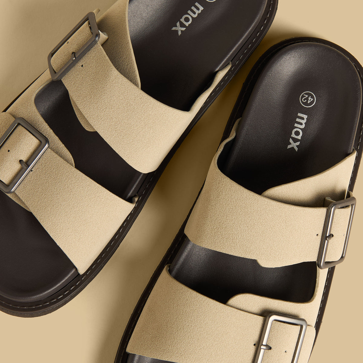Max Double Strap Buckle Sandals Cream for Men - image 3