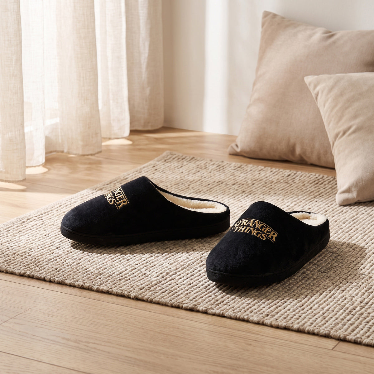 Max Stranger Things Embroidered Bedroom Slippers Black for Men - image 1