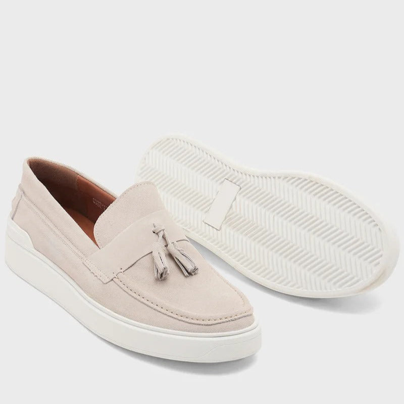 Genuine Leather Suede Casual Loafer Slip Ons - Beige