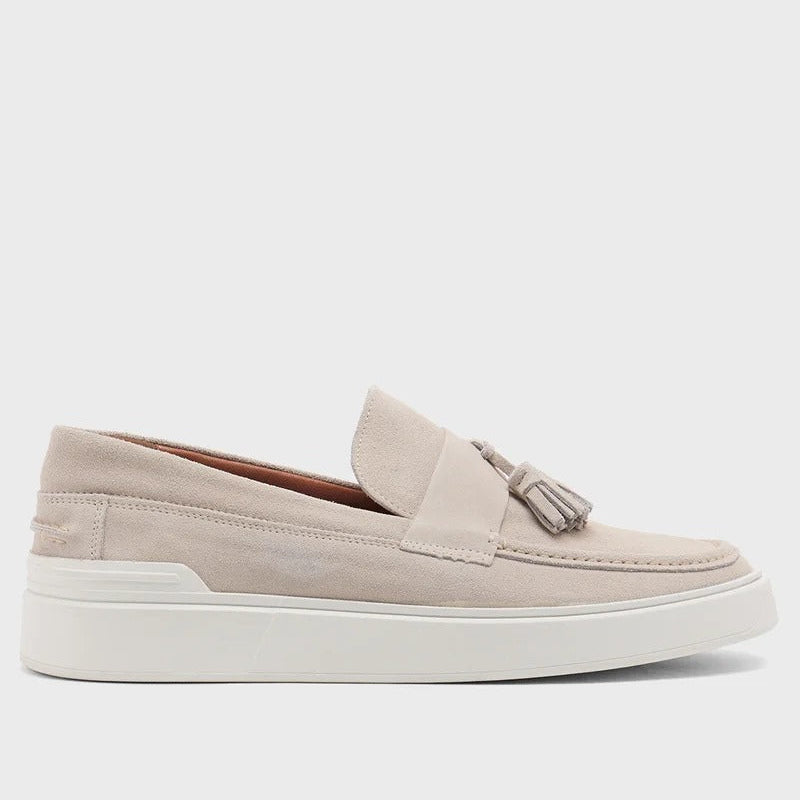 Genuine Leather Suede Casual Loafer Slip Ons - Beige