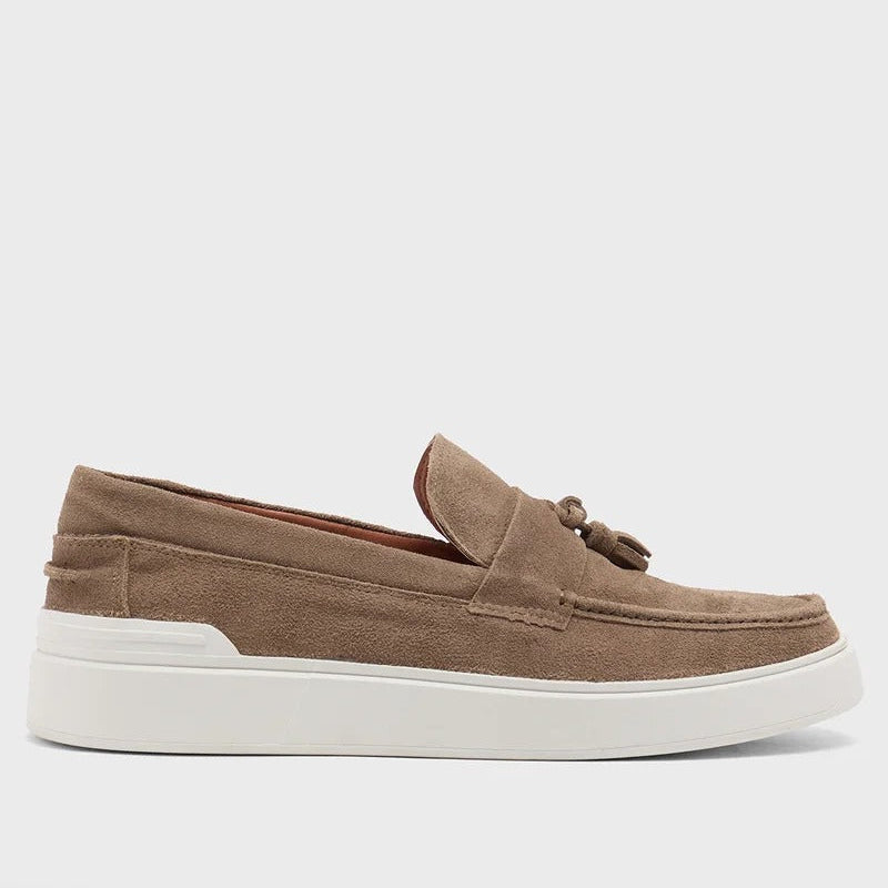Genuine Leather Suede Casual Loafer Slip Ons - Mouse