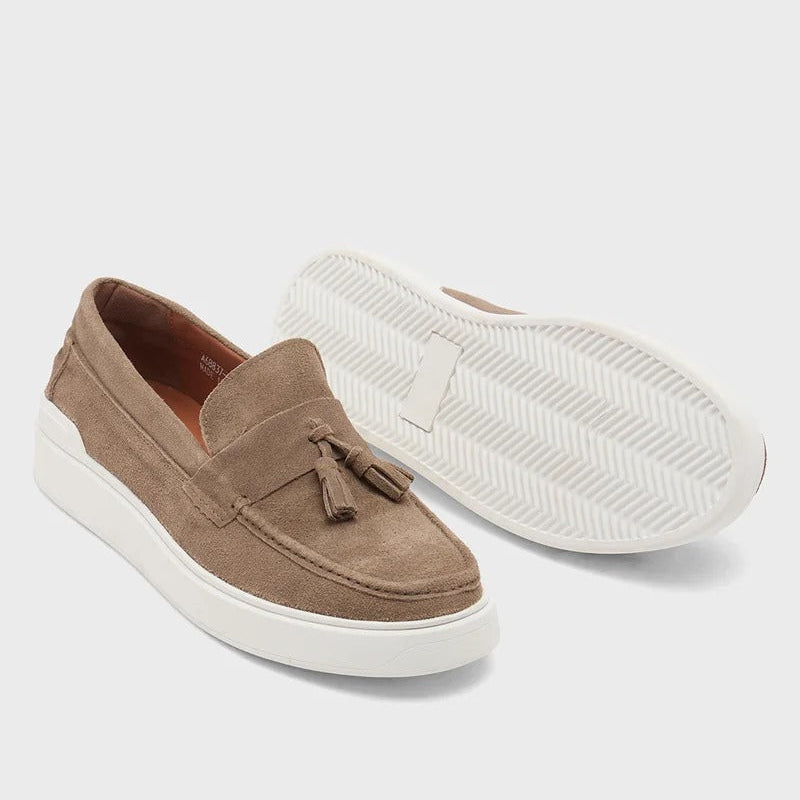 Genuine Leather Suede Casual Loafer Slip Ons - Mouse
