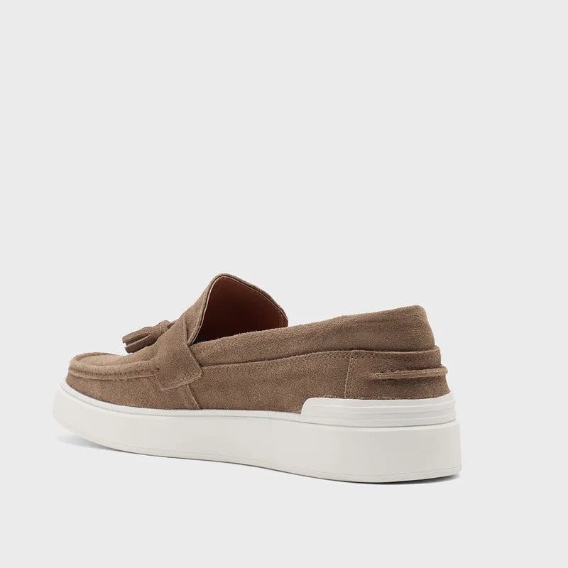 Genuine Leather Suede Casual Loafer Slip Ons - Mouse