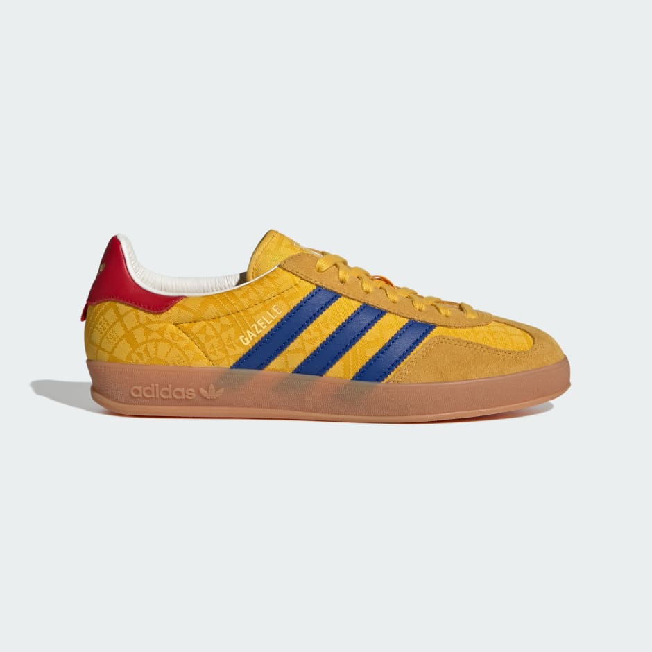 Adidas Gazelle Indoor Shoes - Bold Gold / Power Blue / Team Collegiate Red
