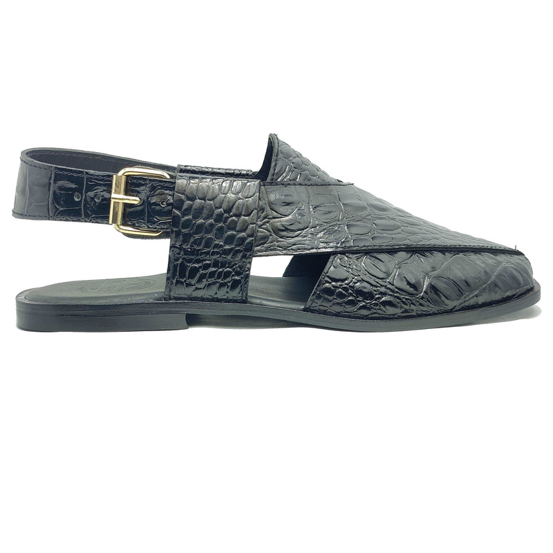 Handmade Calf Leather Chappal Black - Jango Mall