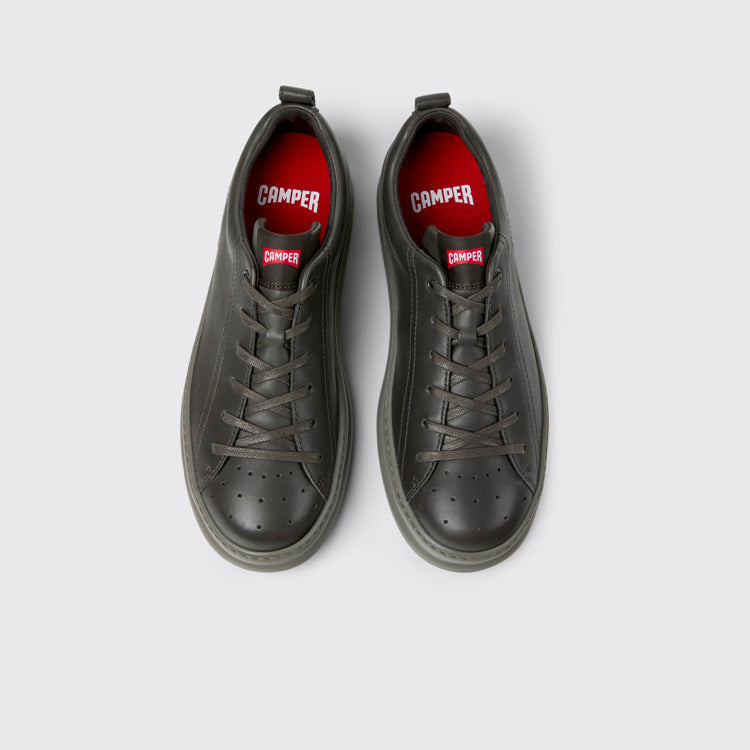 Overhead view of Runner Gray Leather Sneakers for Men.