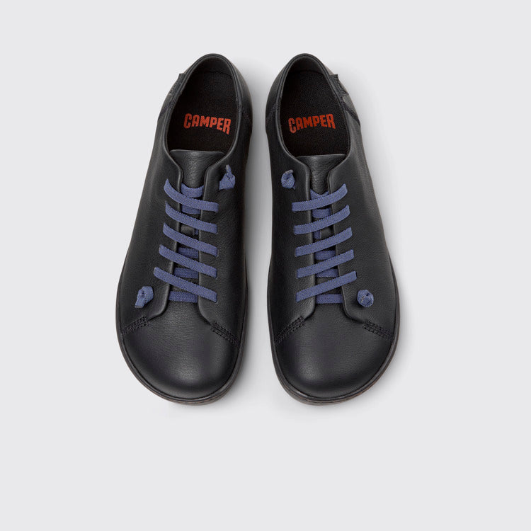 Overhead view of Peu Black Leather Shoes for Men.