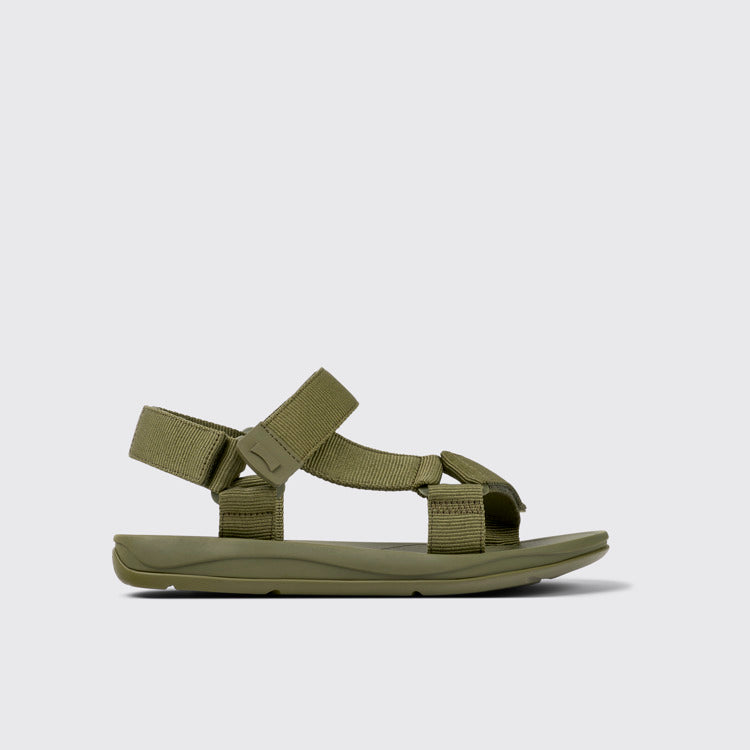 Side view of Match Green Textile Sandal for Men