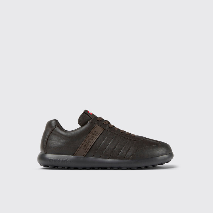 Side view of Pelotas XLF Brown Leather Sneakers for Men.