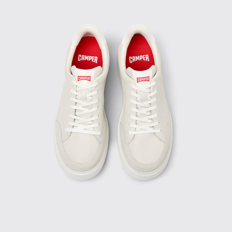 Overhead view of Runner K21 White Leather Sneakers for Men.