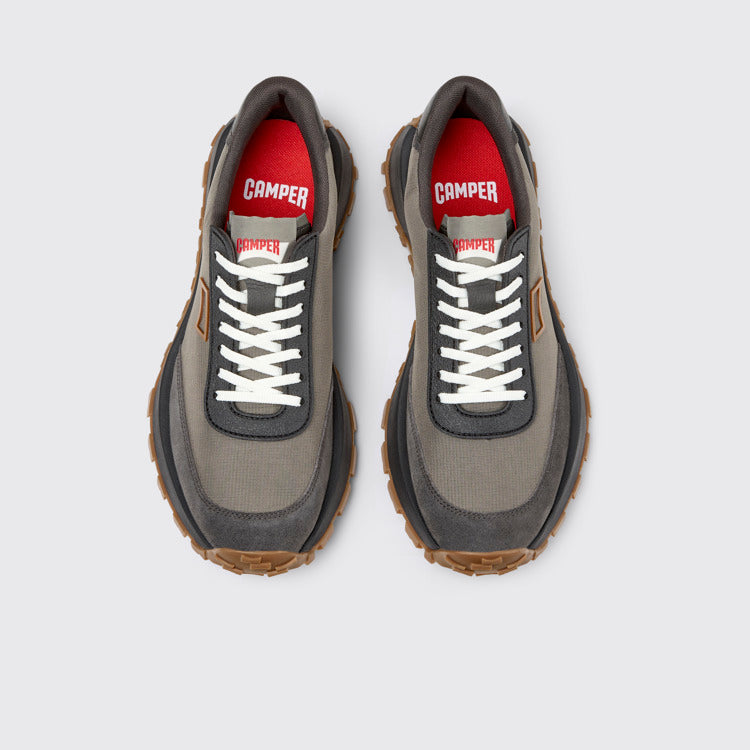 Overhead view of Drift Trail Gray Textile and Nubuck Shoes for Men.