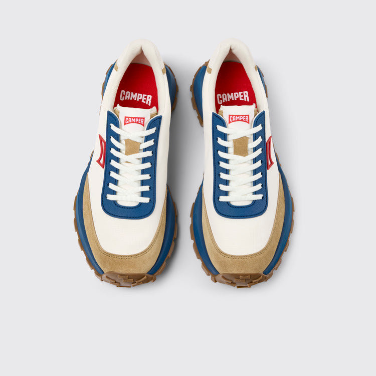 Overhead view of Drift Trail Multicolor Textile and Nubuck Leather Sneakers for Men.