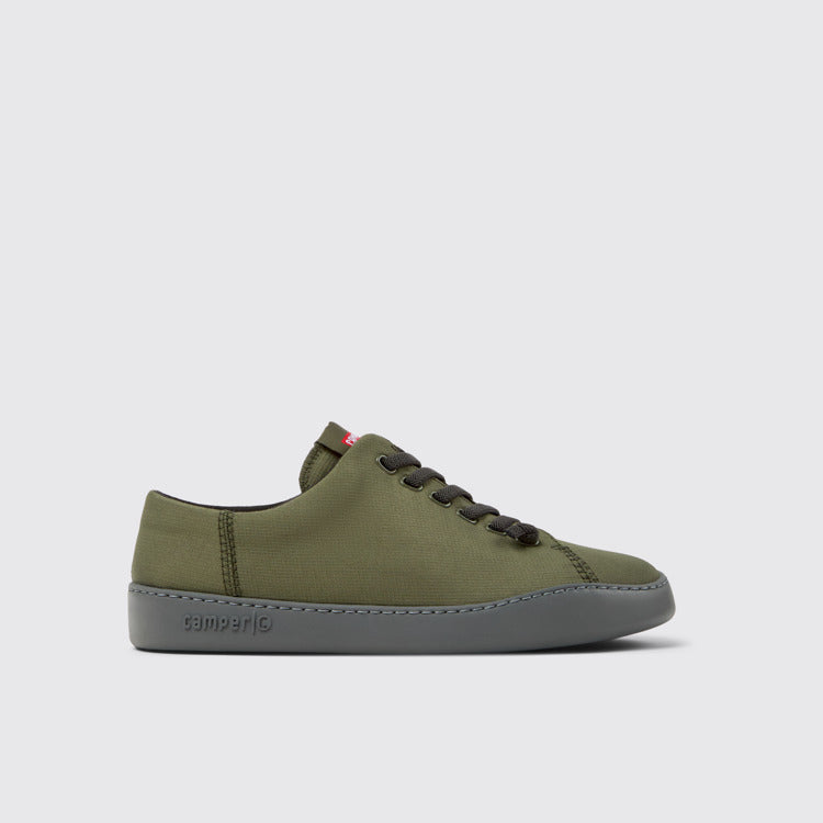 Side view of Peu Touring Green Textile Sneakers for Men.