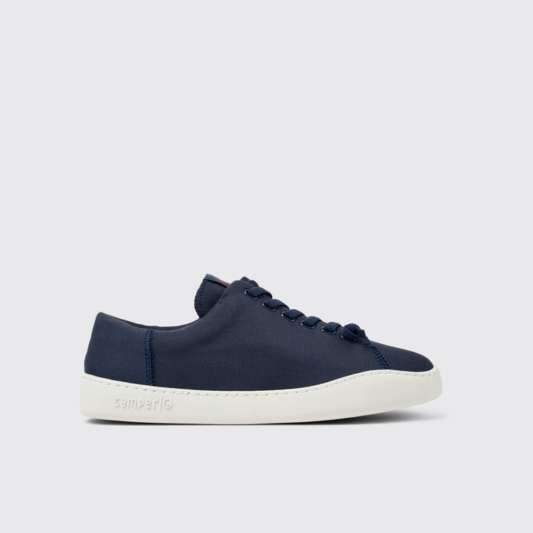 Side view of Peu Touring Blue Textile Sneakers for Men.