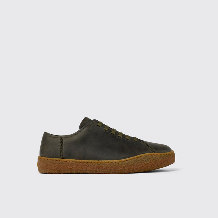 Side view of Peu Terreno Green nubuck shoes for men