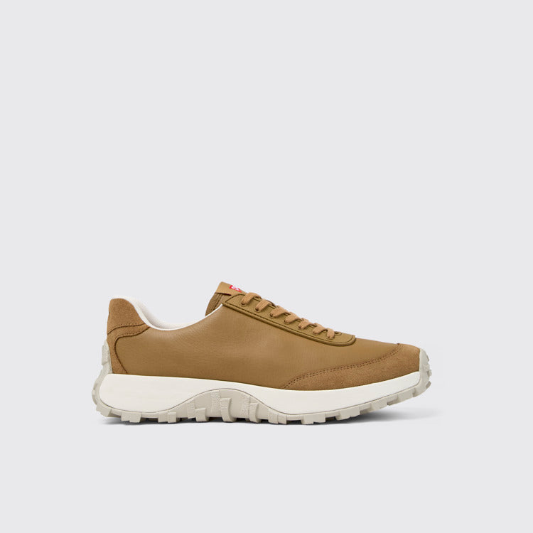 Side view of Drift Trail VIBRAM Brown leather and nubuck sneakers for men