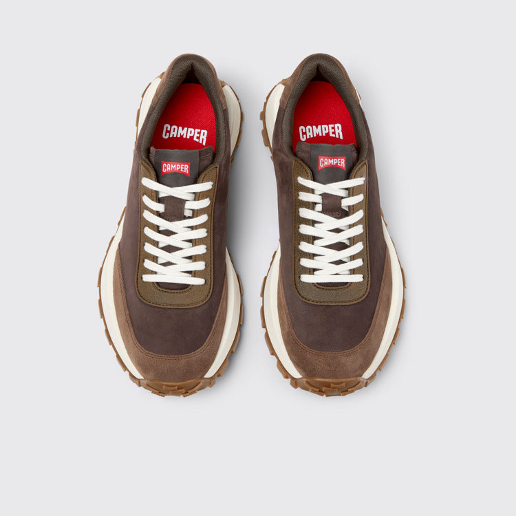 Overhead view of Drift Trail Brown Nubuck Sneakers for Men.