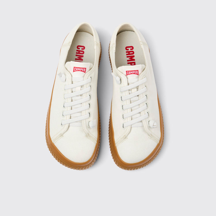 Overhead view of Peu Roda White TENCEL™ Lyocell Men's Sneakers.