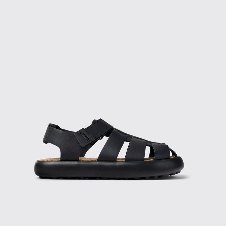 Side view of Pelotas Flota Black Leather Sandal for Men