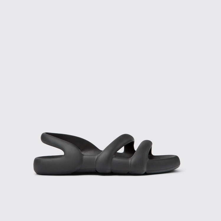 Side view of Kobarah Flat Black Synthetic Sandals for Men.