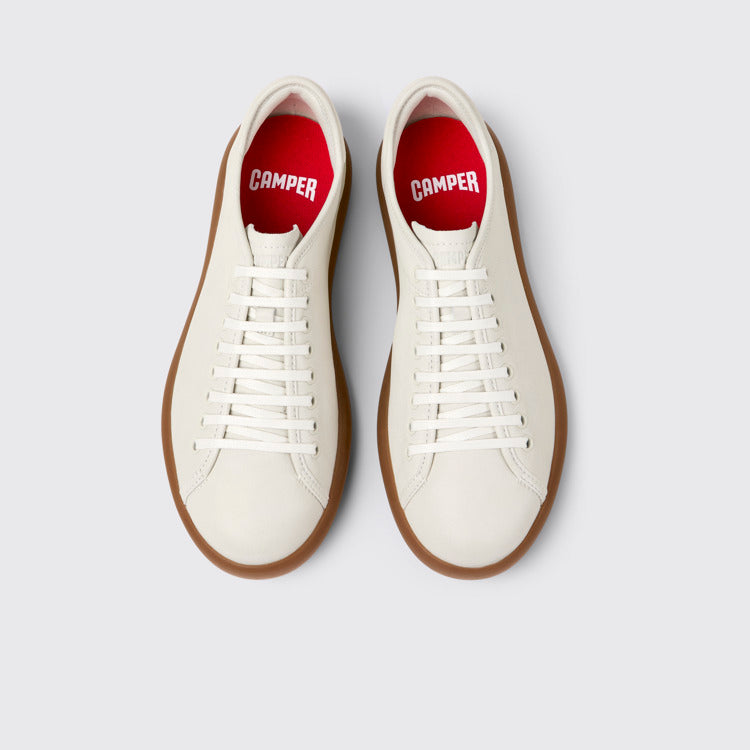 Overhead view of Pelotas Soller White Leather Sneakers for Men.