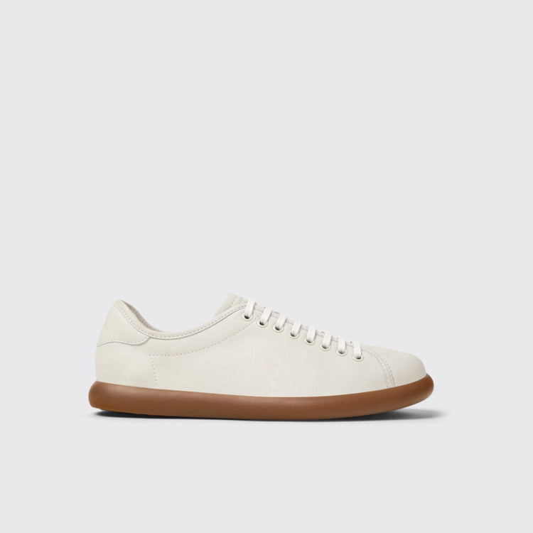 Side view of Pelotas Soller White Leather Sneakers for Men.
