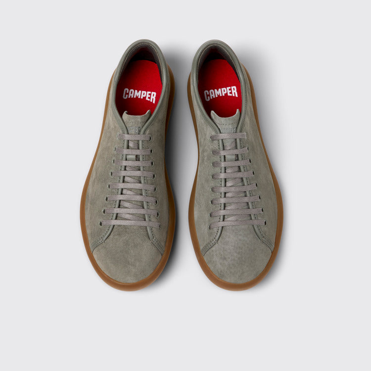 Overhead view of Pelotas Soller Gray Nubuck and Leather Sneakers for Men.