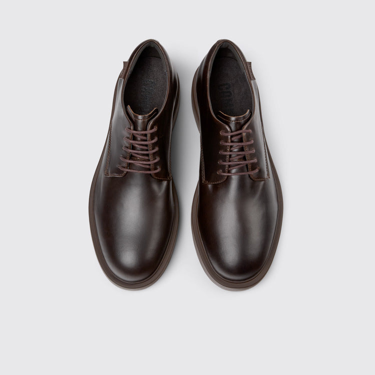 Overhead view of Dean Brown Leather Shoes for Men.