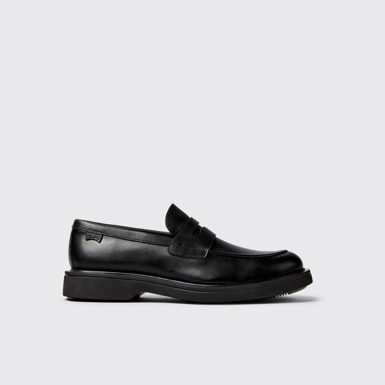 Side view of Norman Black Leather Shoes for Men.